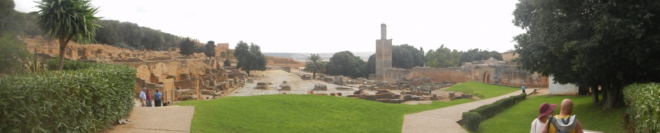 Vue générale depuis le Sud de la partie basse de l’enceinte mérinide où se concentrent l’essentiel des vestiges antiques et médiévaux du Chellah.