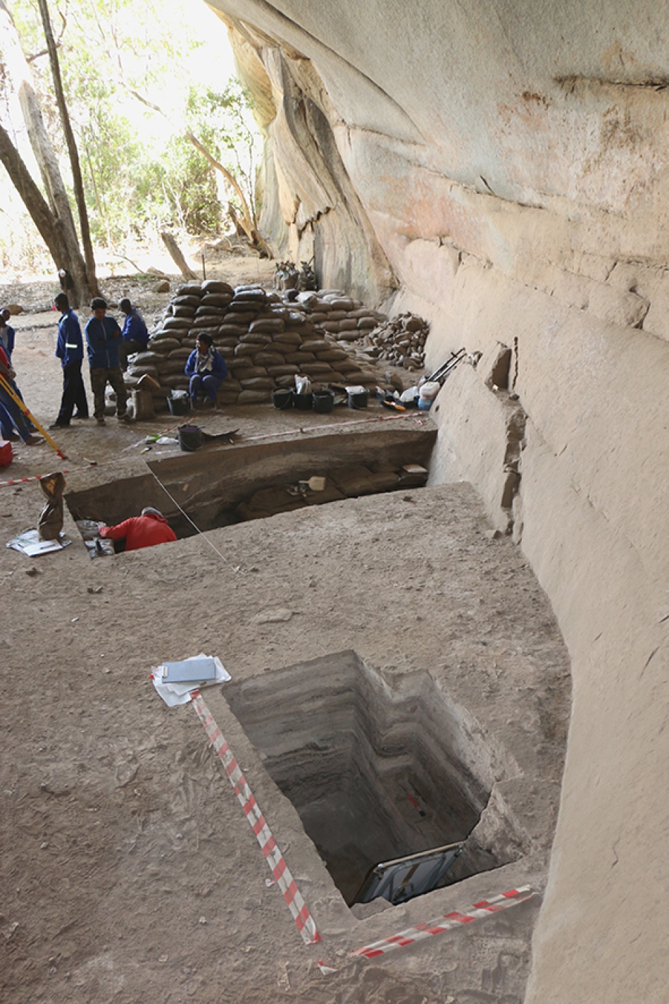Excavations at Pomongwe cave.
